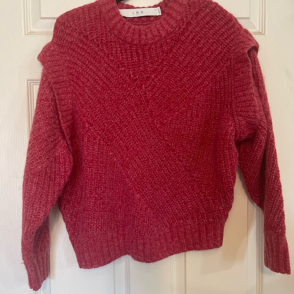 IRO Paris Acia Drop Shoulder Merino Wool Blend Sweater with Textured Knit